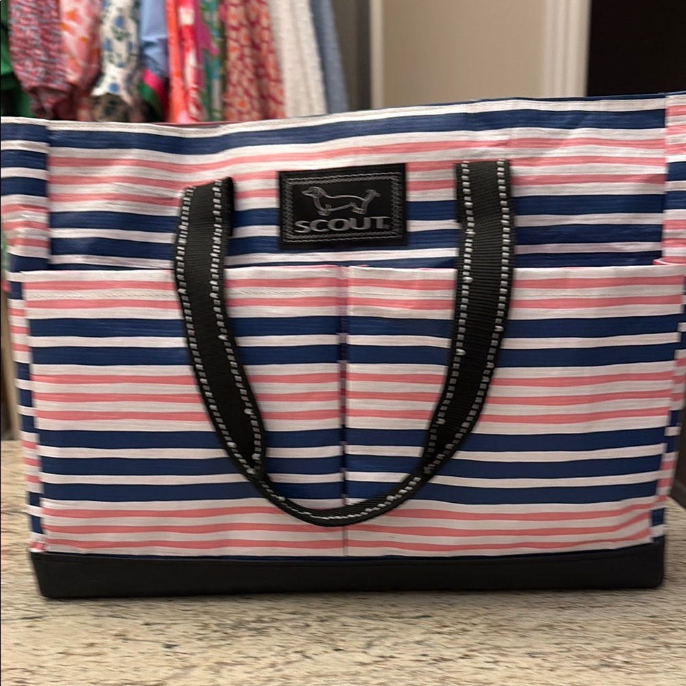 Scout Pink and Blue Striped Tote Bag